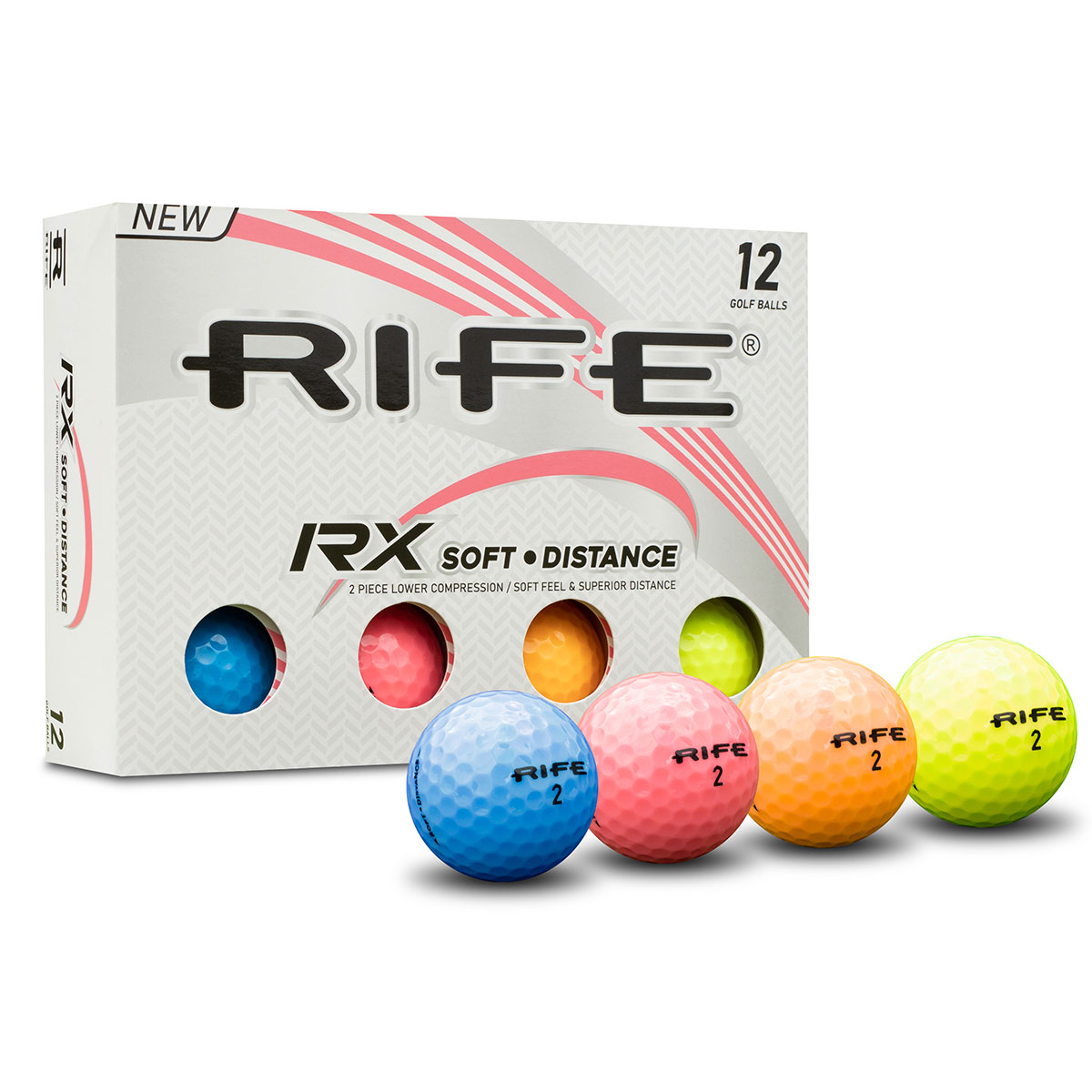 Rife RX Soft Distance Coloured Ladies 12 Golf Ball Pack
