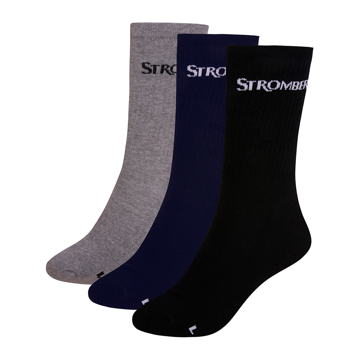 Stromberg Men's Edge Crew Golf Socks - 3 Pack - Grey, Blue & Black